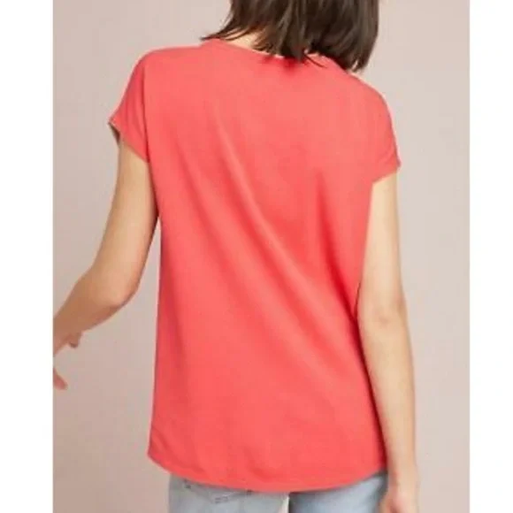 Nwt Anthropologie Aldo Martins coral v neck floral Relaxed fit knit Blouse nwt - Picture 3 of 10